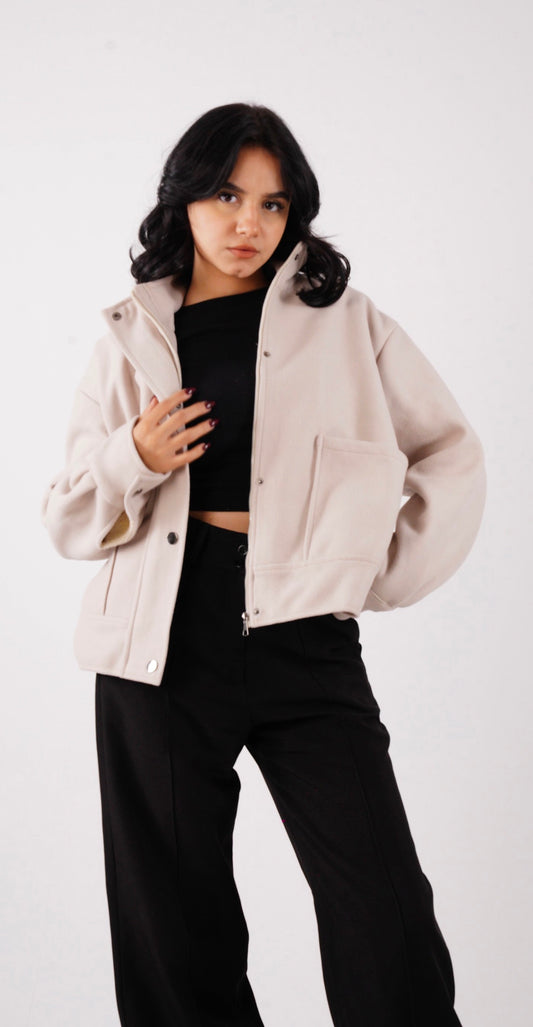 Minimal Stand Collar Jacket – Women
