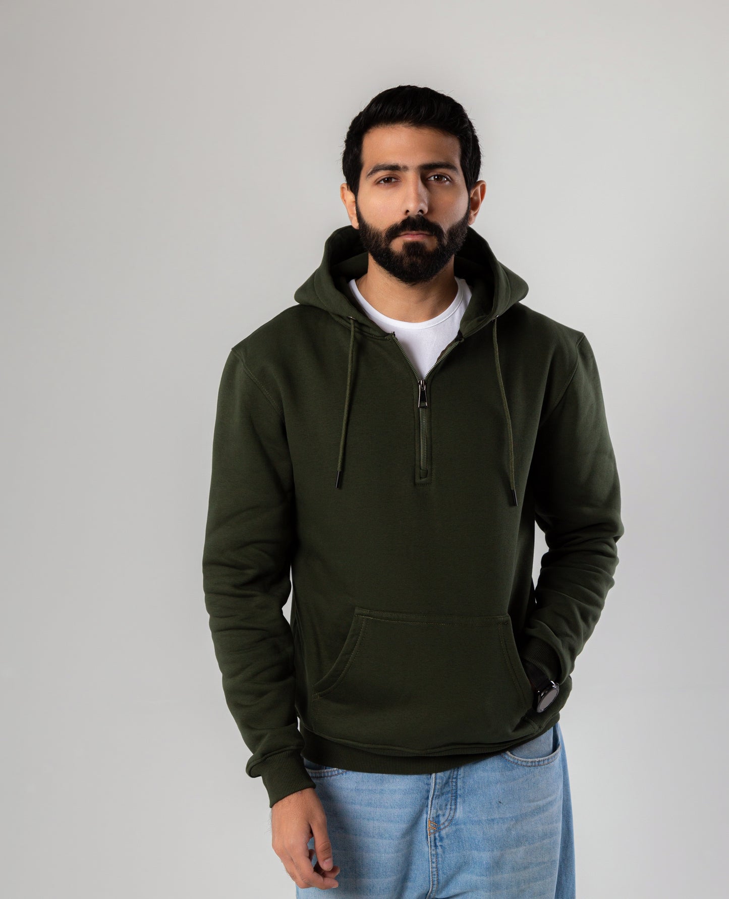 Dark Green Zip Hoodie