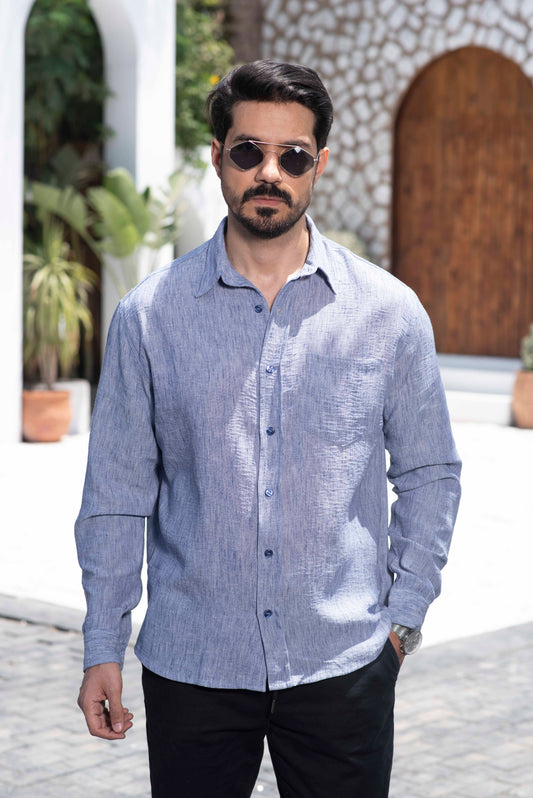Breeze Linen Shirt - Light Steel Blue