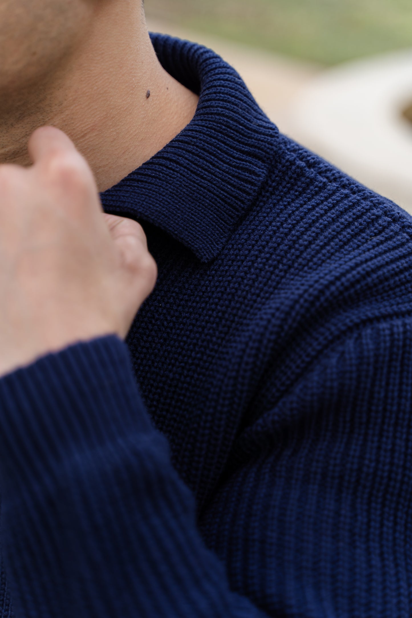 Navy Blue Quarter-Zip Knit Sweater
