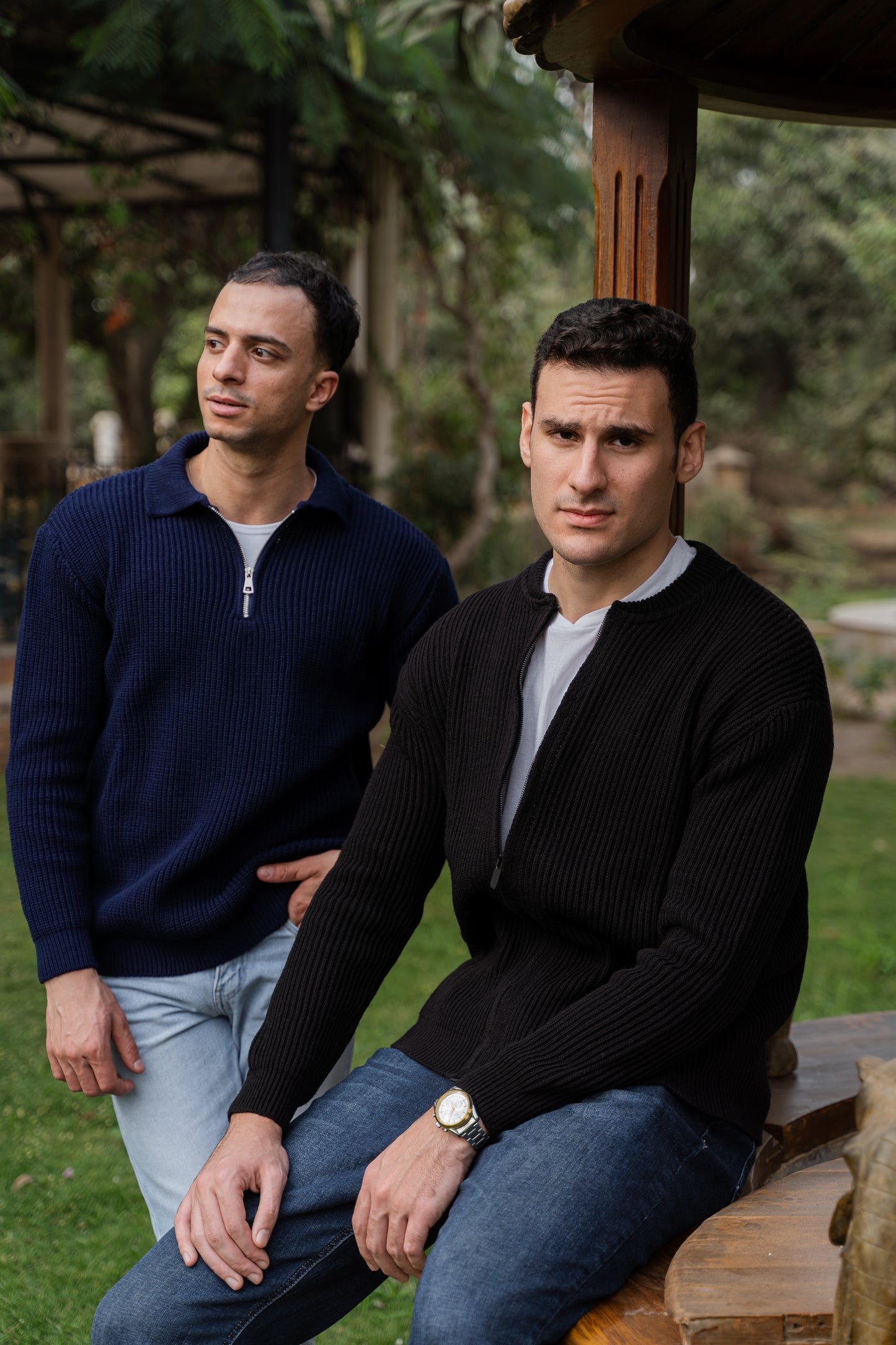 Black Zip Knit Cardigan