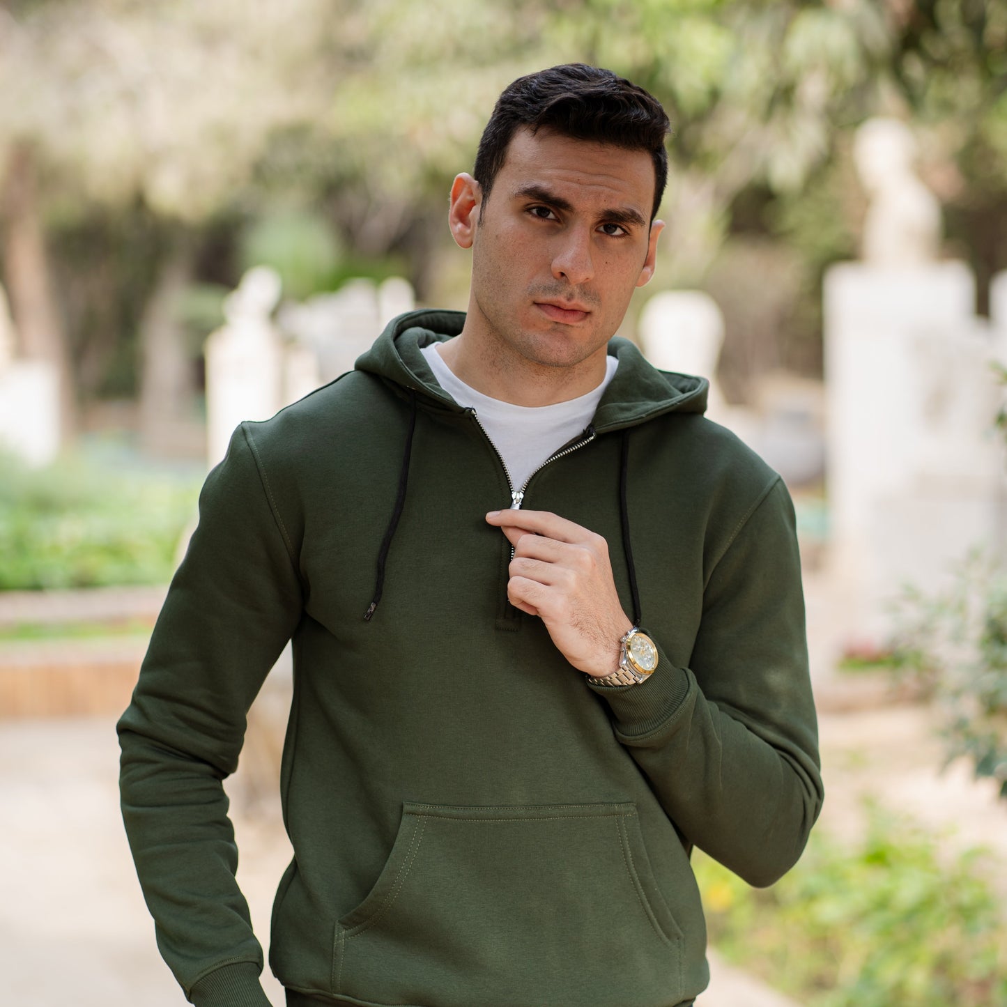Dark Green Zip Hoodie
