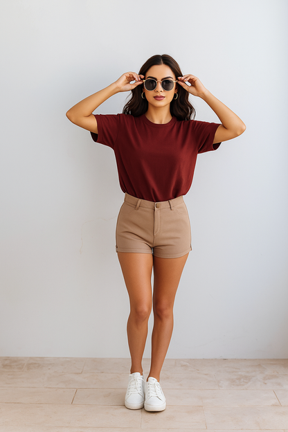 Burgundy Basic long fit T-shirt