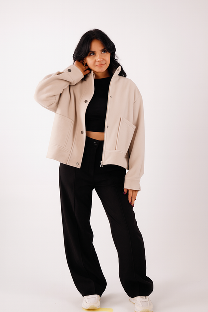 Minimal Stand Collar Jacket – Women