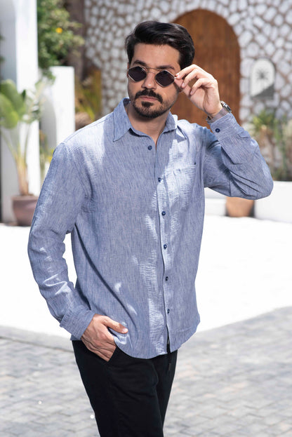 Breeze Linen Shirt - Light Steel Blue