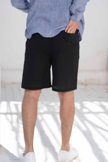 Black Linen Shorts