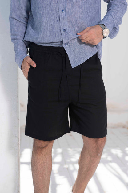 Black Linen Shorts