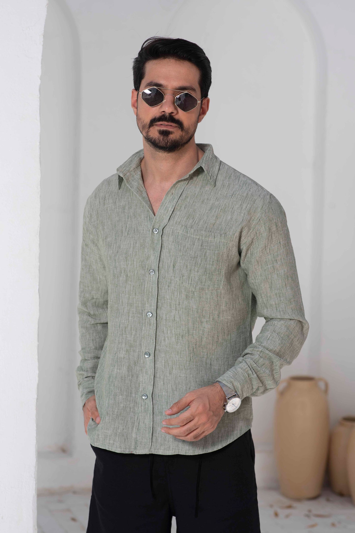 Breeze Linen Shirt - Olive