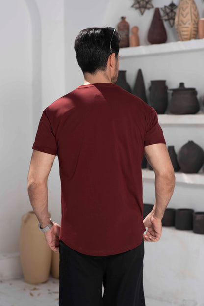 Burgundy Basic long fit T-shirt