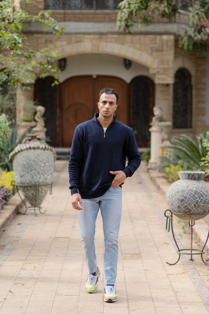 Quarter zip jumper - Navy Blue