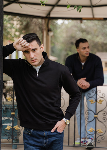 Quarter Zip Jumper - Black