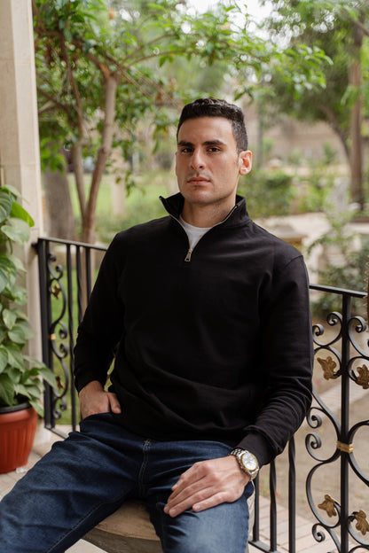 Quarter Zip Jumper - Black