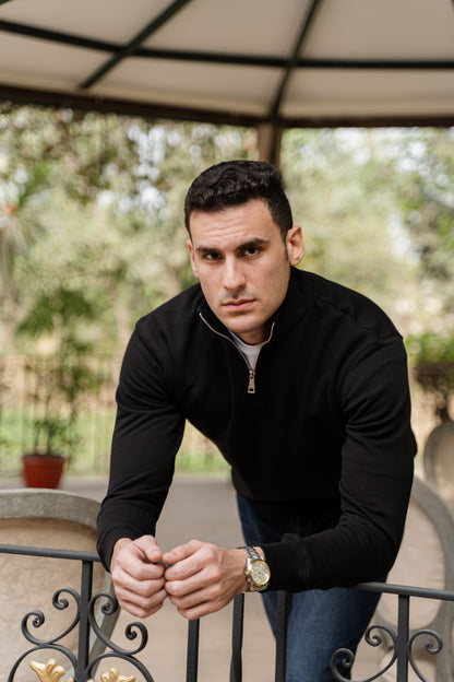 Quarter Zip Jumper - Black