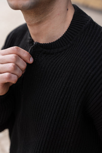 Black Zip Knit Cardigan