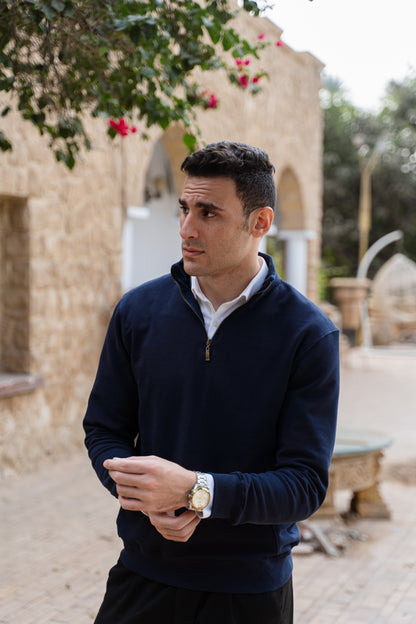 Quarter zip jumper - Navy Blue