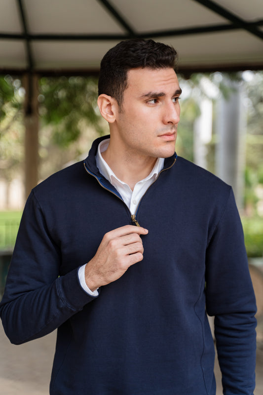 Quarter zip jumper - Navy Blue