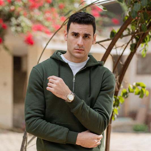 Dark Green Zip Hoodie
