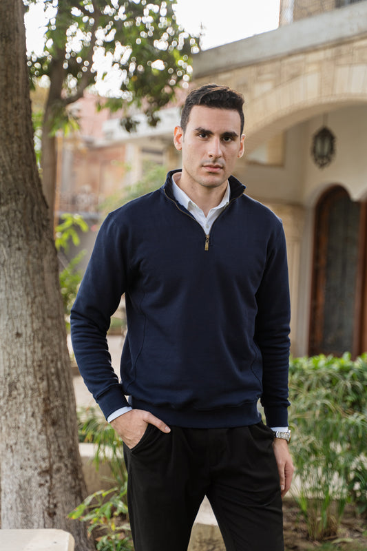 Quarter zip jumper - Navy Blue